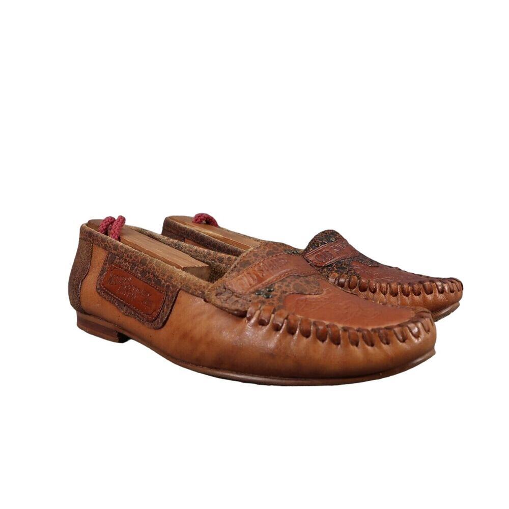 Clicks Shoes Womens 7 Moccasin Flat Loafer Western Express Vintage Leather Retro